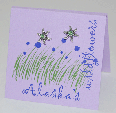 Alaska's Aster Wildflowers Earrings - peridot