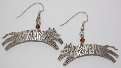 Tiger Earrings -  silver 
