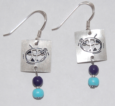 Two People Petroglyph Earring