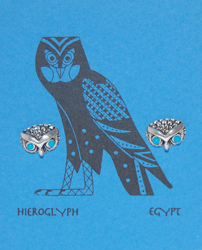Owl Earrings assorted stones - silver