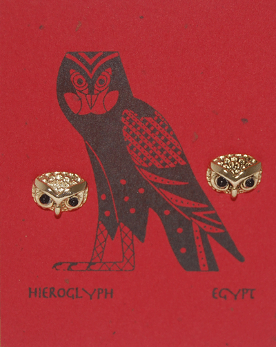 Owl Earrings assorted stones - gold