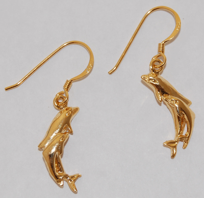 Dolphin Mama Baby Earrings - gold 