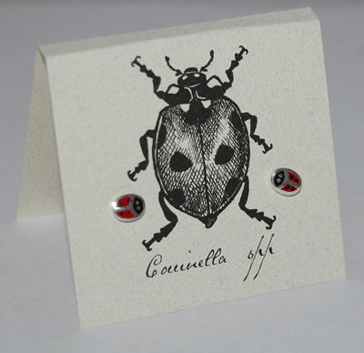 Enamel Ladybug Earrings - sterling