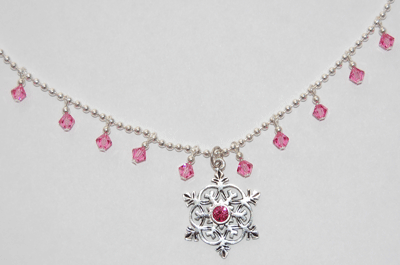 Snowflake Crystal Necklace - rose