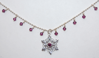 Snowflake Crystal Necklace - amethyst