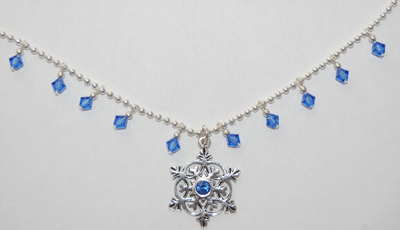 Snowflake Crystal Necklace - sapphire