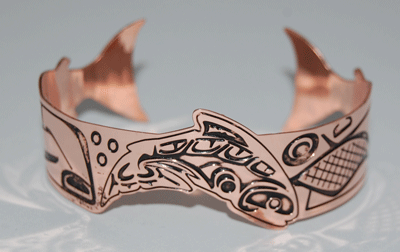 Salmon Cuff Bracelet - copper