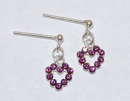 Dangle Hearts - amethyst