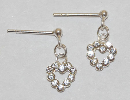 Dangle Hearts - clear diamond