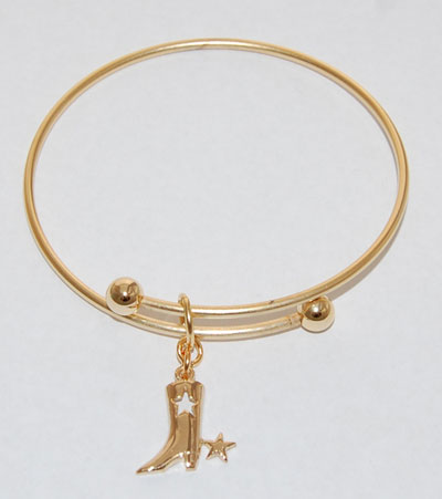 Cowboy Boot Charm Bracelet - gold