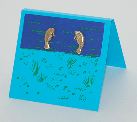 Manatee Post Earrings - gold