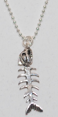 Skeleton Fish Necklace - silver