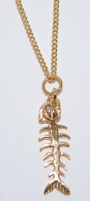 Skeleton Fish Necklace - gold