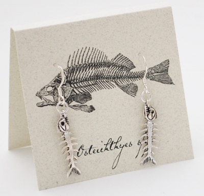 Fish Skeleton Earrings - silver