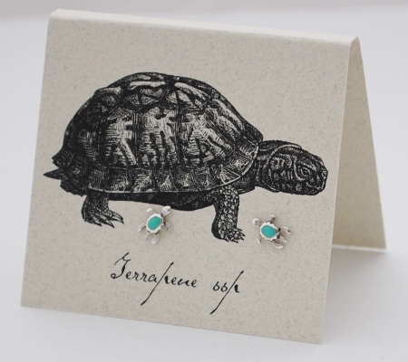 Turtle Earrings - turquoise & silver