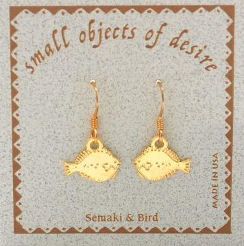 Flounder/Halibut Earrings - gold