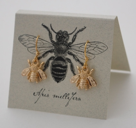 Bee Earrings french wire - gold