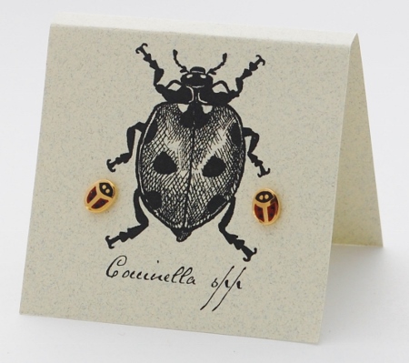 Enamel Ladybug Earrings - gold