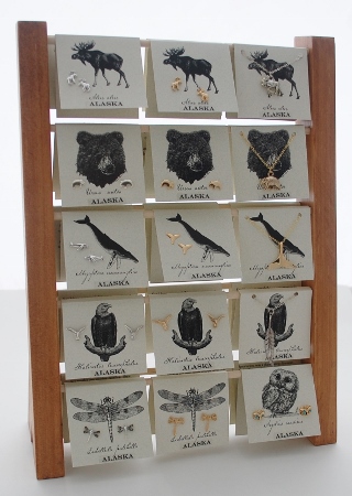 Alaska Natural History Rack Display - gold and silver