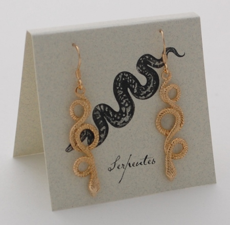 Snake Earrings (large) french wire - gold