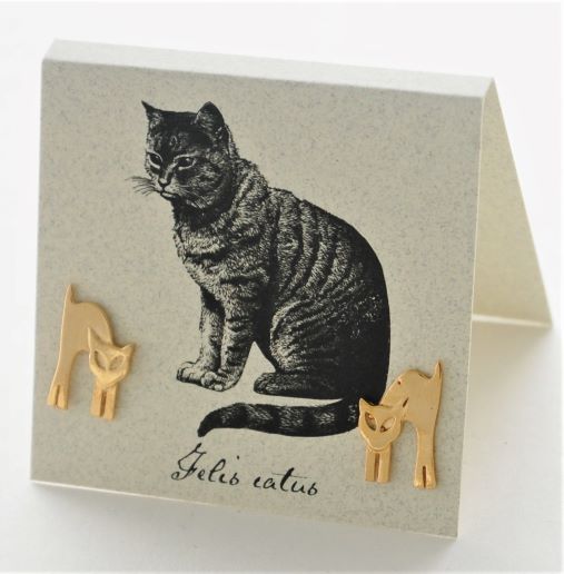 Arching Cat Earrings - gold