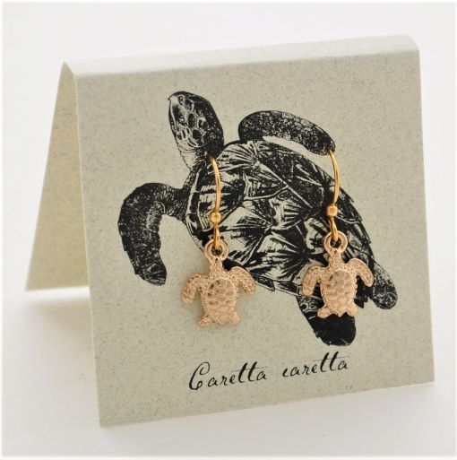 Sea Turtle Dangle Earrings - gold