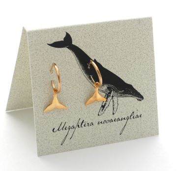 Whale Tail Hoop Earrings - gold