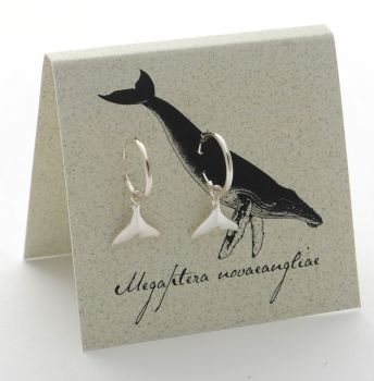 Whale Tail Hoop Earrings - silver