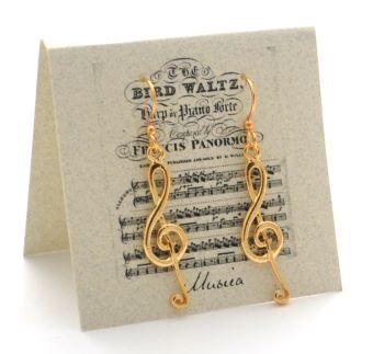 Treble Clef Earrings - gold