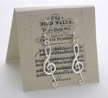 Treble Clef Earrings - silver