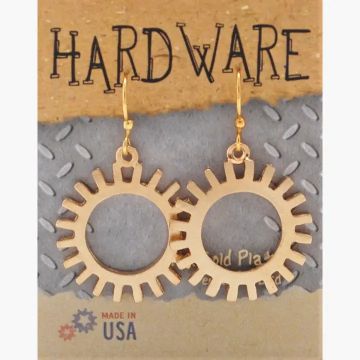 Gear Dangle Earrings - gold