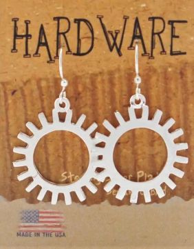 Gear Dangle Earrings - silver