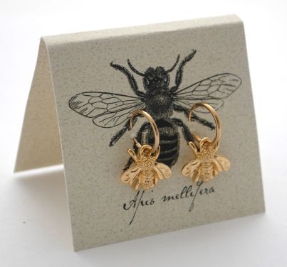 Bee Hoop Earrings - gold