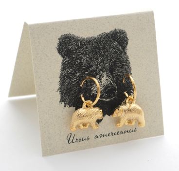 Bear Hoop Earrings - gold