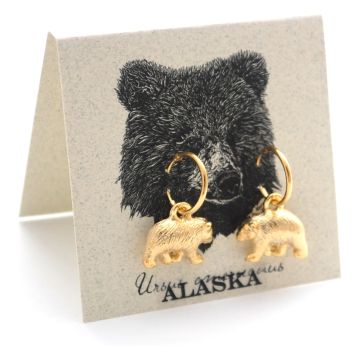 Bear Hoop Earrings - gold