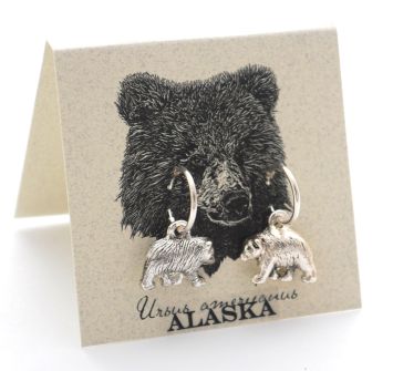 Bear Hoop Earrings - silver