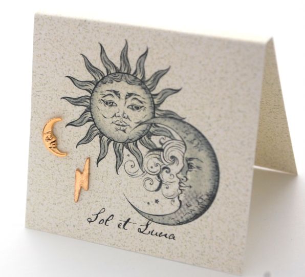 Moon & Lightning  Stud Earrings - gold  Natural History