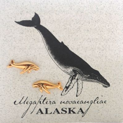 Humpback Whale Studs - gold