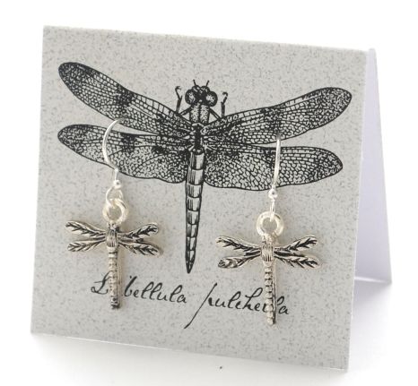 Dragonfly Dangle Earrings - silver