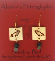 Raven Petroglyph Earrings - gold