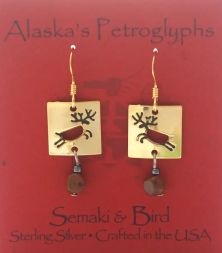 Caribou Petroglyph Earrings - gold