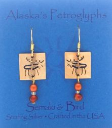 Moose Petroglyph Earrings - gold