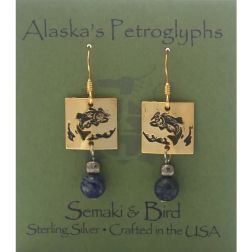 Salmon Petroglyph Earrings - gold