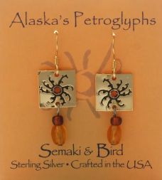 Midnight Sun Petroglyph Earrings - gold