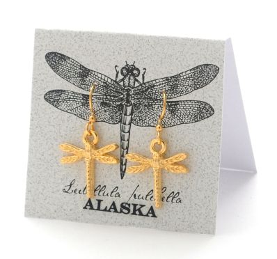 Dragonfly Dangle Earrings - gold