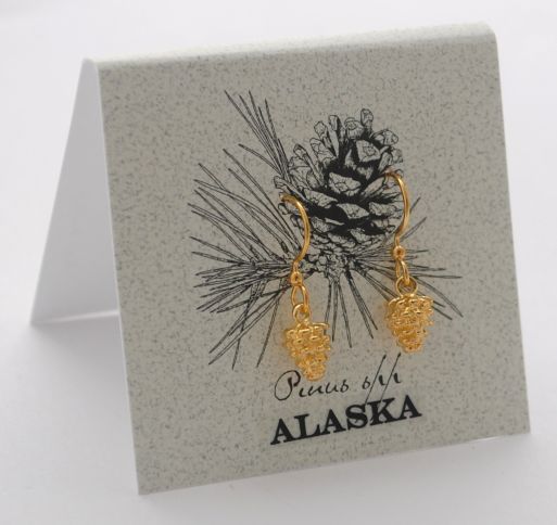 Pinecone dangle earrings - gold