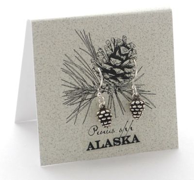 Pinecone dangle earrings - silver