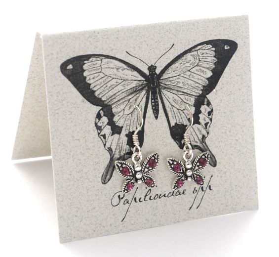 Butterfly French Wire Earrings - crystals