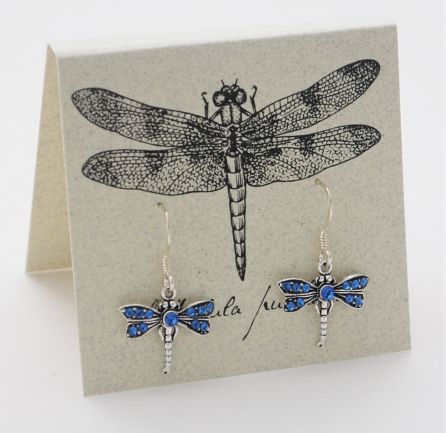 Dragonfly Dangle Earrings - crystals