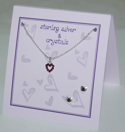 Heart Necklace Set - Amethyst